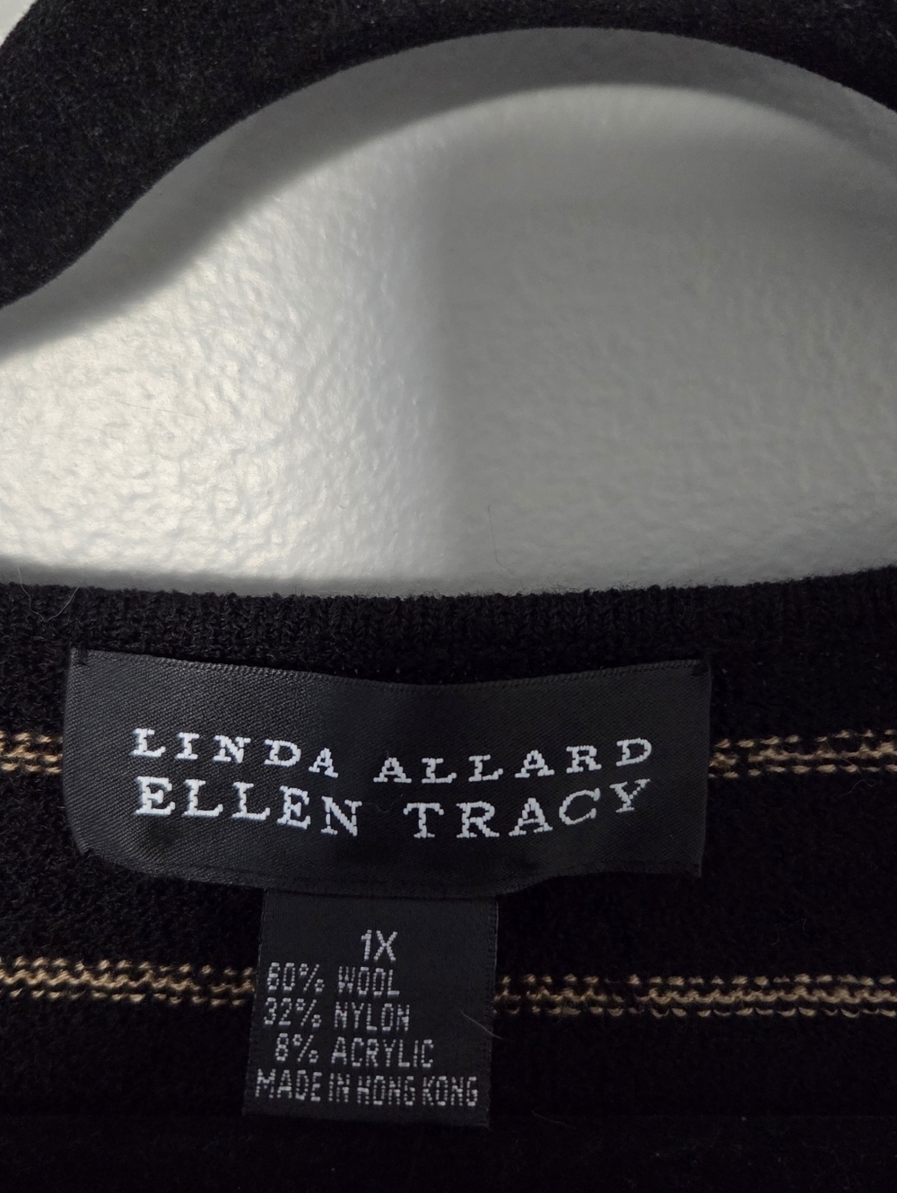 Linda Allard Ellen Tracy Womens Black Striped Wool Blend Top. Sz 1X/XL Office - Picture 4 of 7
